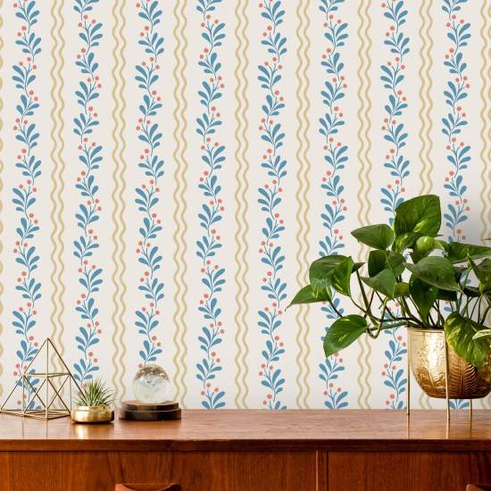 Berry Sprig Hedgerow Floral Wallpaper