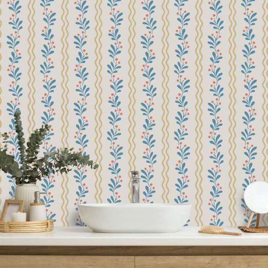 Berry Spring Hedgerow Papel de parede floral