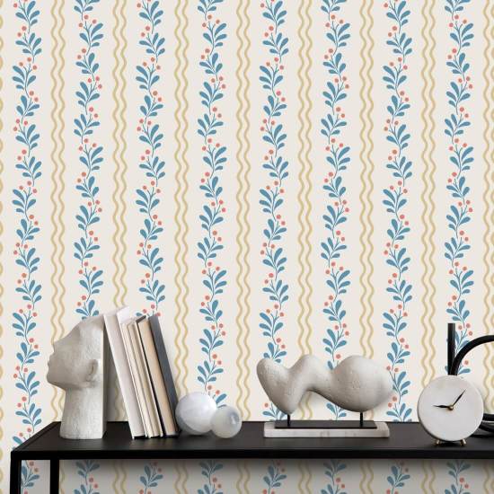 Berry Spring Hedgerow Papel de parede floral