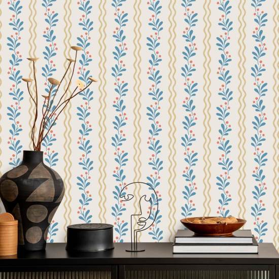 Berry Sprig Hedgerow Floral Wallpaper