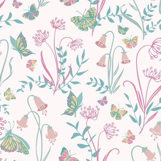 Butterfly Garden Blossom Carta da parati con farfalle