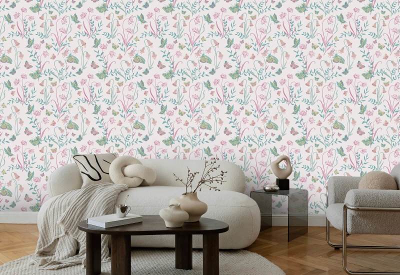 Butterfly Garden Blossom Carta da parati con farfalle