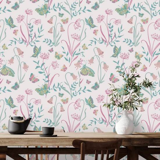 Butterfly Garden Blossom Carta da parati con farfalle