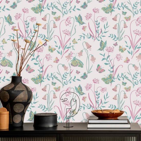 Butterfly Garden Blossom Carta da parati con farfalle