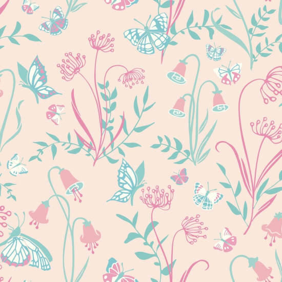 Butterfly Garden Blush Butterfly Wallpaper