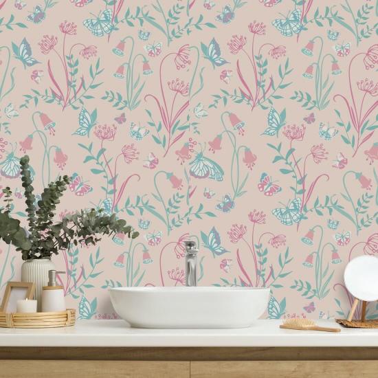Butterfly Garden Blush Butterfly Wallpaper