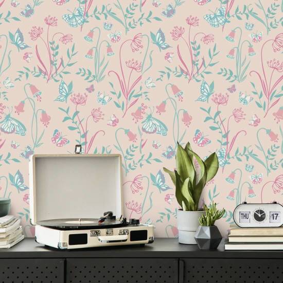 Butterfly Garden Blush Butterfly Wallpaper