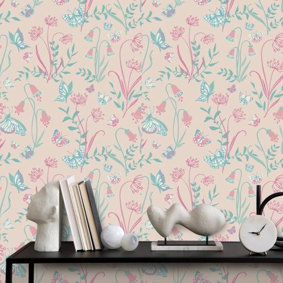 Butterfly Garden Blush Butterfly Wallpaper