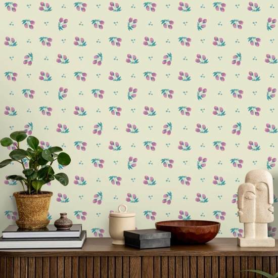 Cherries Soft Botanical Wallpaper