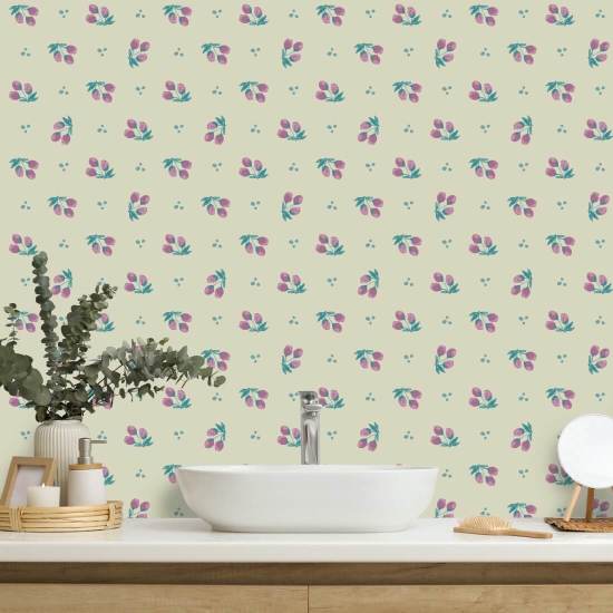 Cherries Soft Botanical Wallpaper