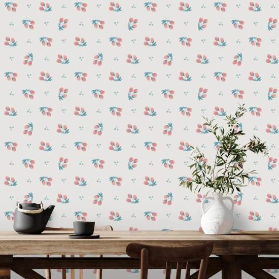 Cherries White Fruit Wallpaper