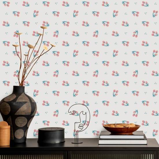 Cherries White Fruit Wallpaper