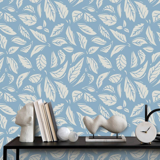 Folhas caídas azuis papel de parede Leaf