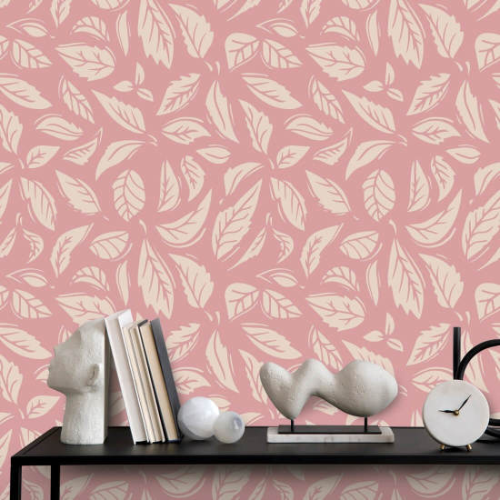 Falling Leaves roze Blad behang