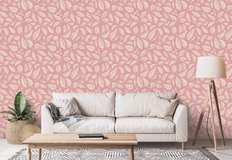 Falling Leaves roze Blad behang