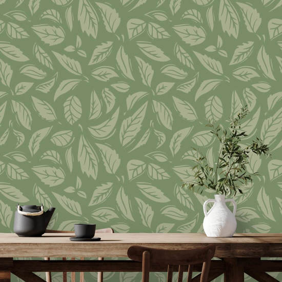 Falling Leaves Green Leaf Wallpaper