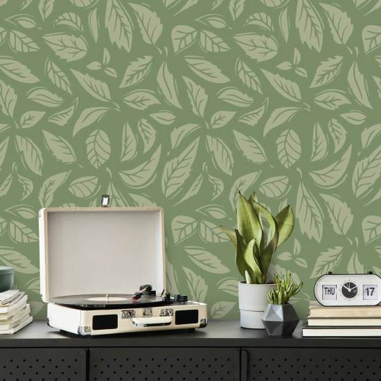 Falling Leaves Green Leaf Wallpaper