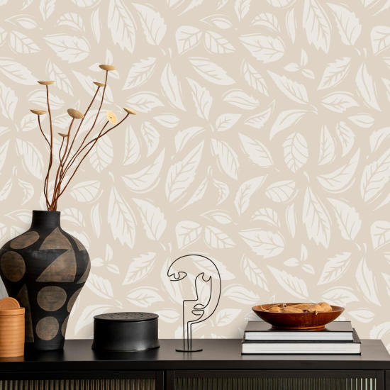 Falling Leaves Beige Blad behang