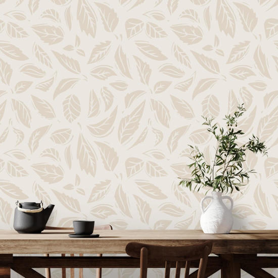 Falling Leaves Neutral Leaf Wallpaper