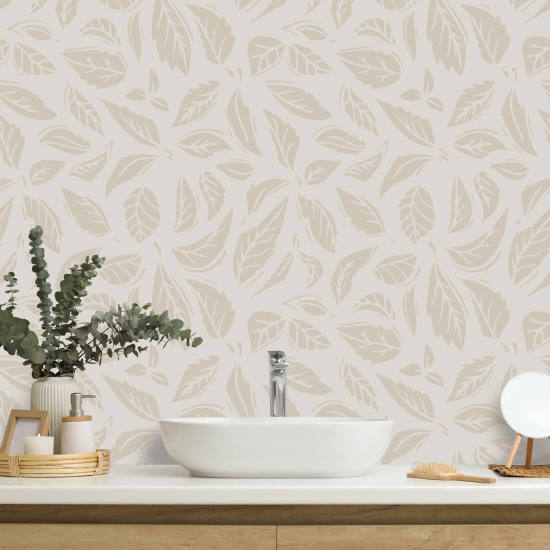 Falling Leaves Neutral Leaf Wallpaper