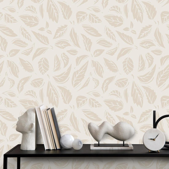 Falling Leaves Neutral Leaf Wallpaper