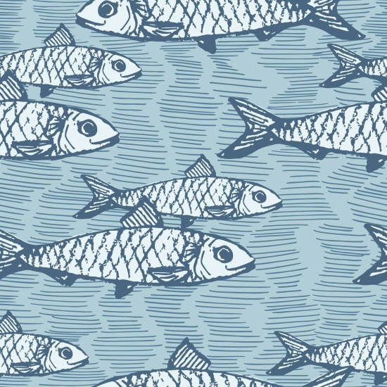 École de poissons Blue Papier peint Fish
