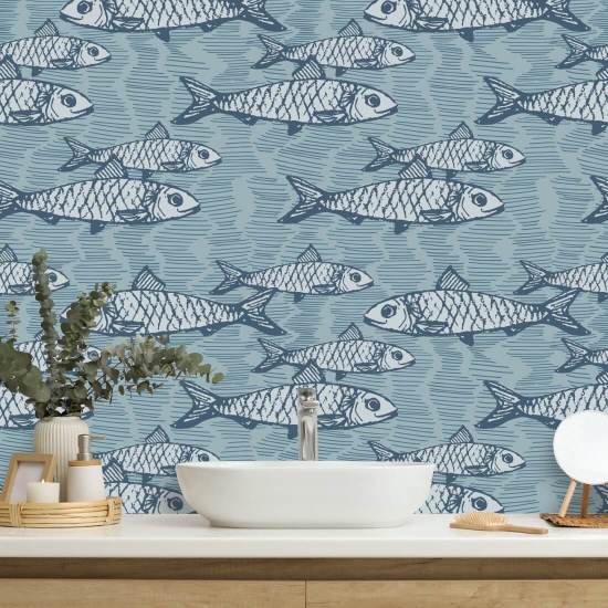 School of Fish Blue Fish Wallpaper