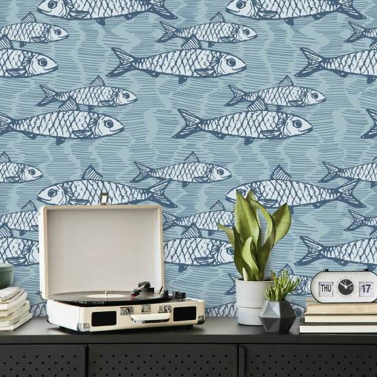 School of Fish Blue Fish Wallpaper