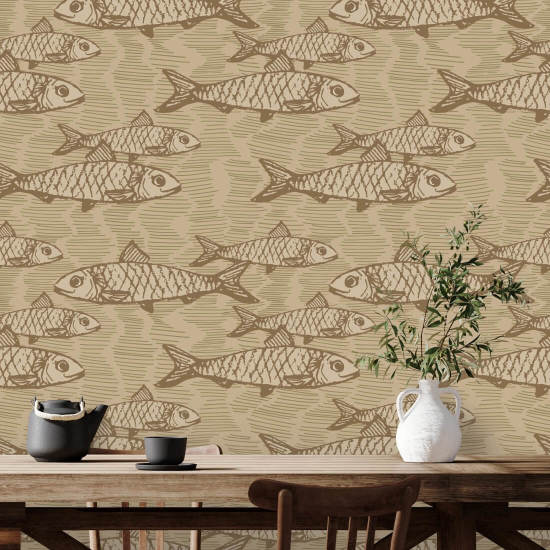 School of Fish Natural Behang met dieren