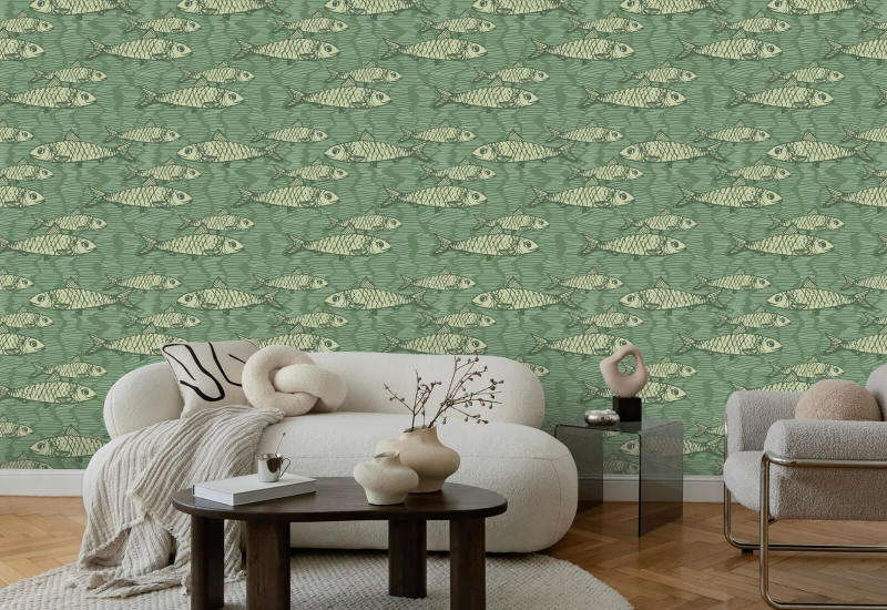 School of Fish Green Fisk Bakgrunn