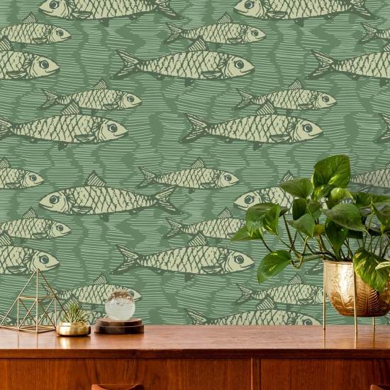 School of Fish Green Visbehang