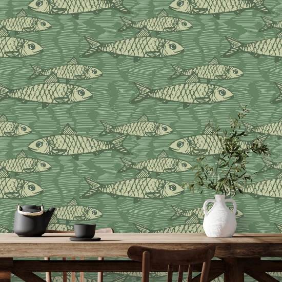School of Fish Green Fish Wallpaper
