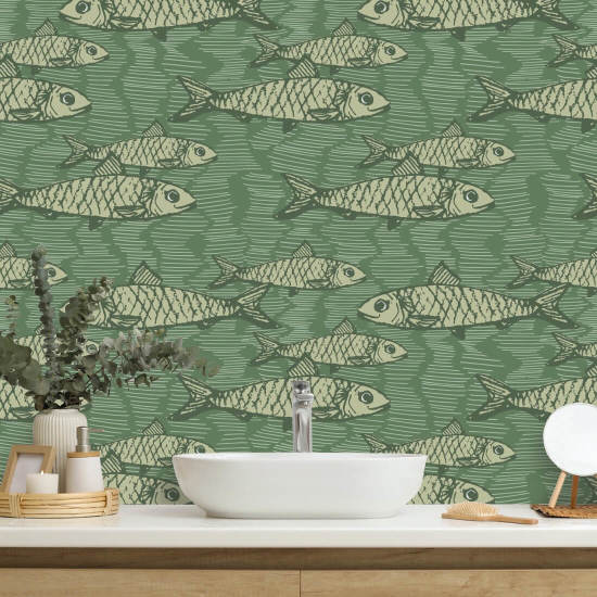 School of Fish Green Fish Wallpaper
