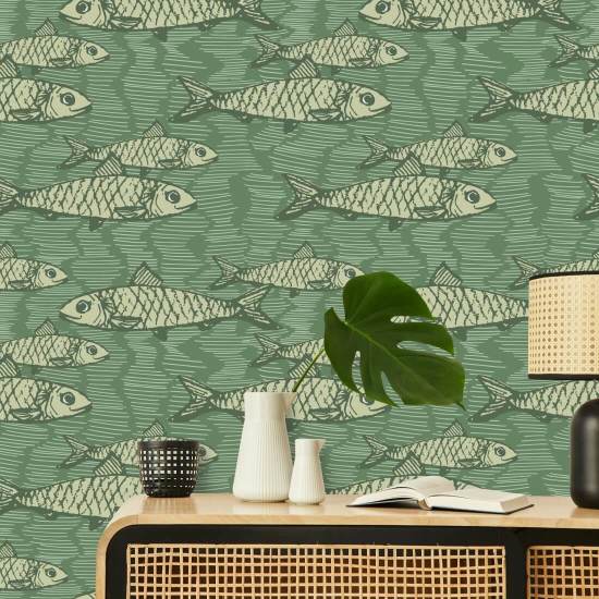 School of Fish Green Fisk Bakgrunn