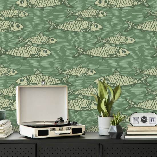 School of Fish Green Fish Wallpaper
