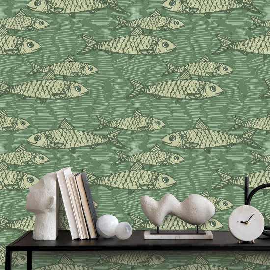 School of Fish Green Fisk Bakgrunn