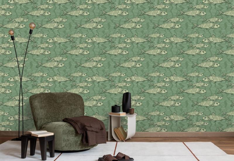 School of Fish Green Fish Wallpaper