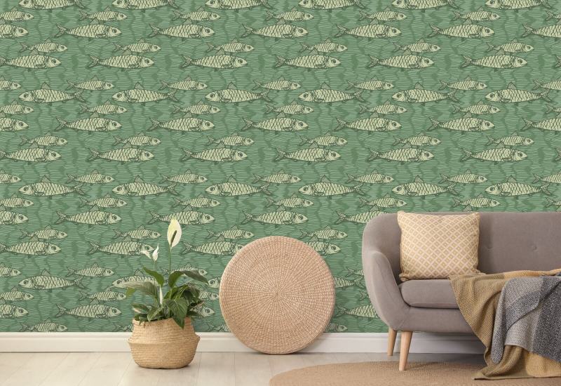 School of Fish Green Fish Wallpaper