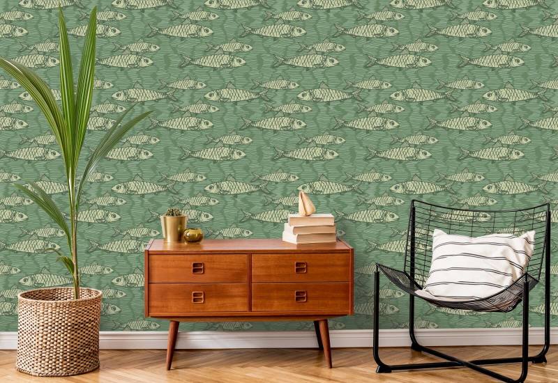 School of Fish Green Visbehang