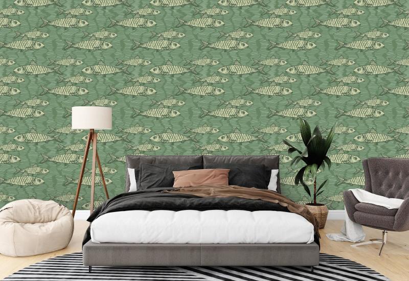 School of Fish Green Fish Wallpaper