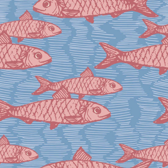School of Fish Pink Dyr tapet