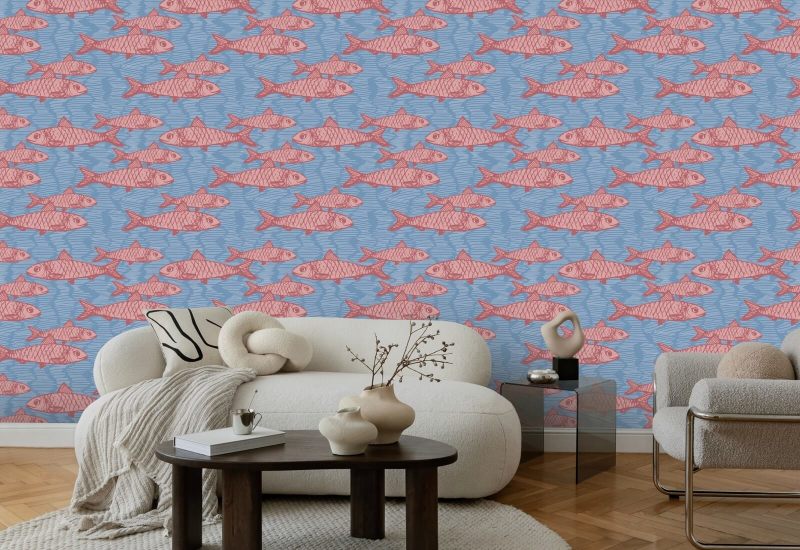 School of Fish Pink Djur Bakgrund