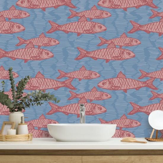 School of Fish Pink Dyr tapet