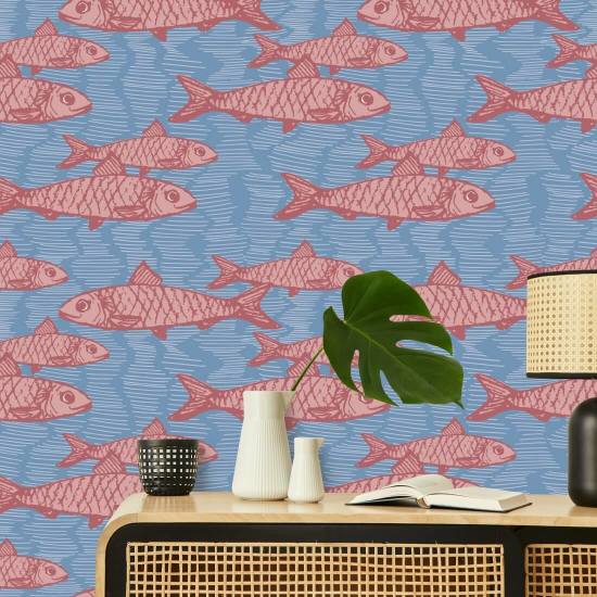 School of Fish Pink Animal Wallpaper