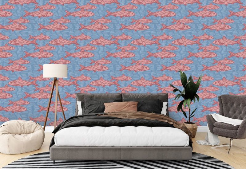 School of Fish Pink Dyr tapet