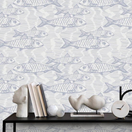 School of Fish White Visbehang