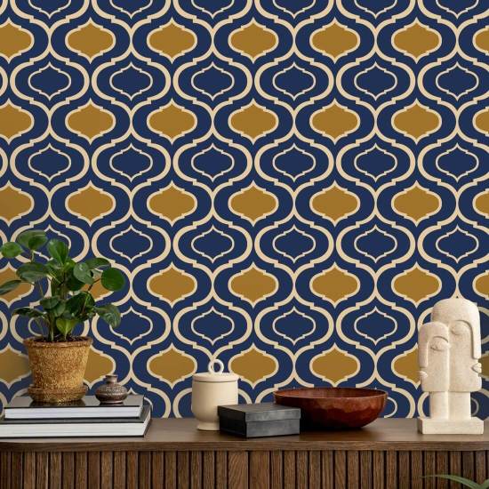 Simple Ogee Gold Retro Wallpaper 