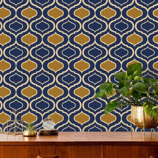 Eenvoudig Ogee Gold Retro behang 