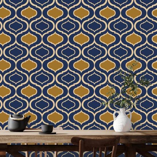 Enkel Ogee Gold Retro tapet 