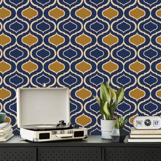 Simple Ogee Gold Retro Wallpaper 